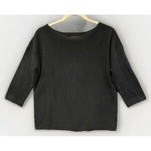 Tahari Pure Luxe Cashmere Sweater Sz M Black Minimalist Classic Luxury Soft EUC